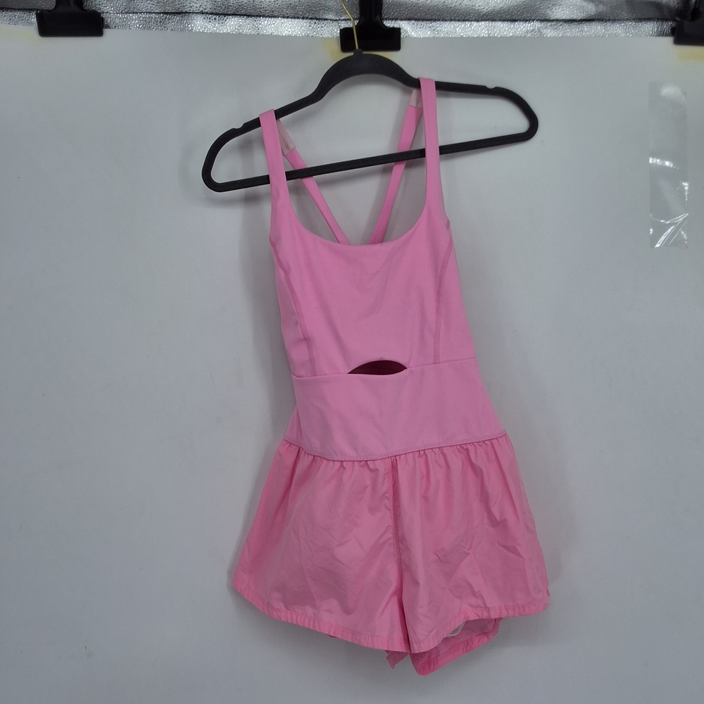 FREE PEOPLE MOVEMENT SMALL Pink Romper with Back Zipper pockey